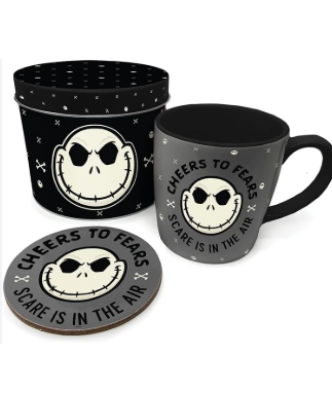 Pack taza, posavasos y caja metal Pesadilla antes de Navidad Disney