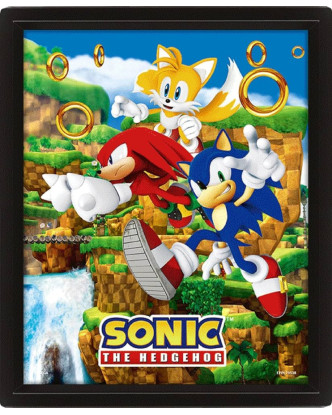 Póster 3D lenticular con efecto doble imagen SONIC+marco.ENVÍO GRATUITO!!