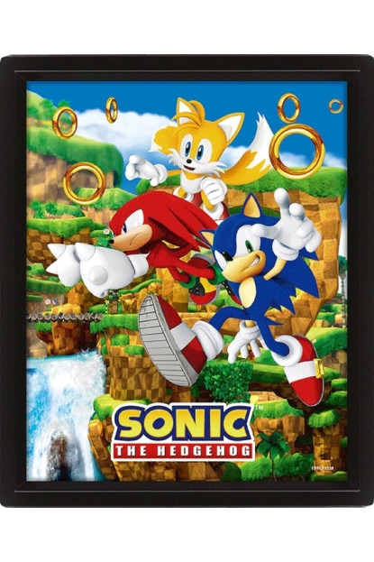 Póster 3D SONIC+marco de pared con ENVÍO GRATIS!!