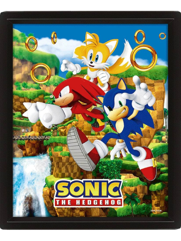 Póster 3D SONIC+marco de pared con ENVÍO GRATIS!!