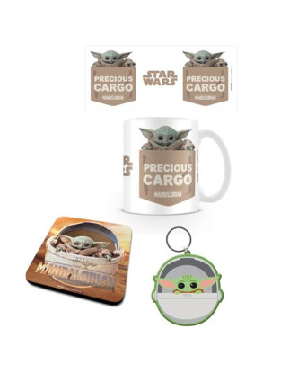 Pack taza, posavaso y llavero Grogu Star Wars con caja regalo.