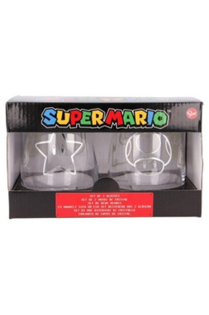 Set de 2 vasos de cristal Super Mario de Nintendo con ENVÍO GRATIS!!