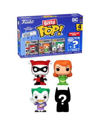 Pack Funkos Bitty Pop de 3+1 mistery+estantería.Harley Quinn&Joker DC.ENVÍO GRATUITO!!