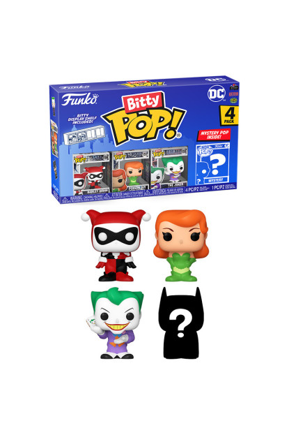 Pack Funkos Bitty Pop de 3+1 mistery+estantería.Harley Quinn&Joker DC con ENVÍO GRATIS!!