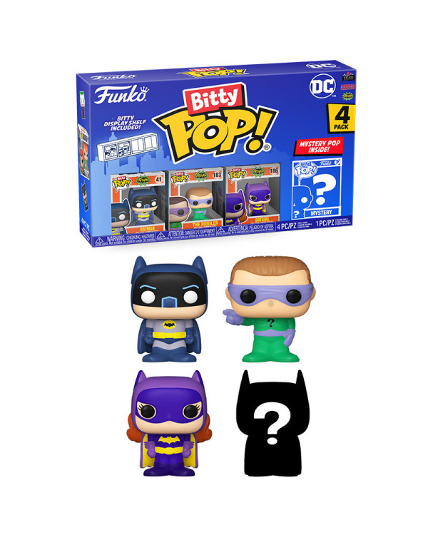 Pack Funkos Bitty Pop de 3+1 mistery+estantería.Batman DC.ENVÍO GRATUITO!!