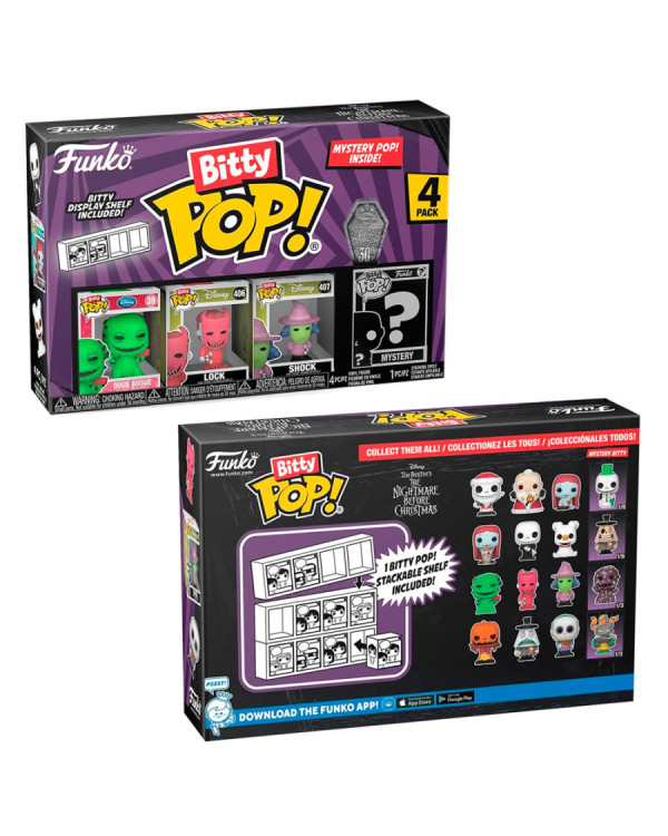 Pack Funkos Bitty Pop de 3+1 mistery+estantería.Pesadilla antes de Navidad de Disney.ENVÍO GRATUITO!!