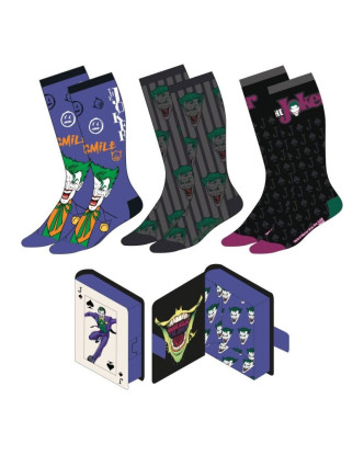 Pack 3 calcetines del Joker DC Tallas 38-45 con caja regalo