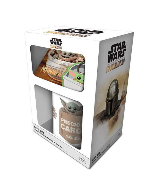 Pack taza, posavaso y llavero Grogu Star Wars con caja regalo.