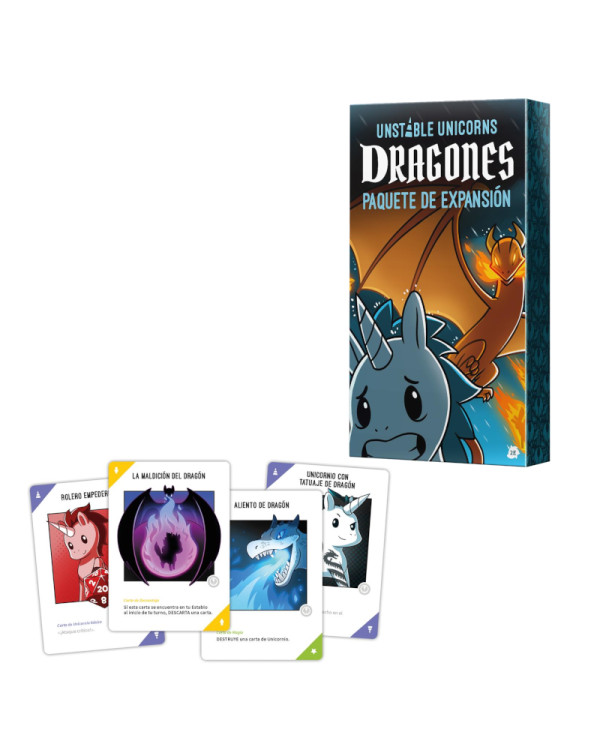 PAQUETE DE EXPANSIÓN UNSTABLE UNICORNS DRAGONES.Producto Licencia Oficial UNSTABLE GAMES