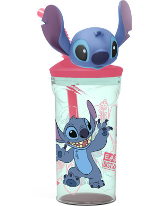 Vaso con pajita y figurita de Stitch 3D 360ml.De Disney >4 años.ENVÍO GRATUITO!!