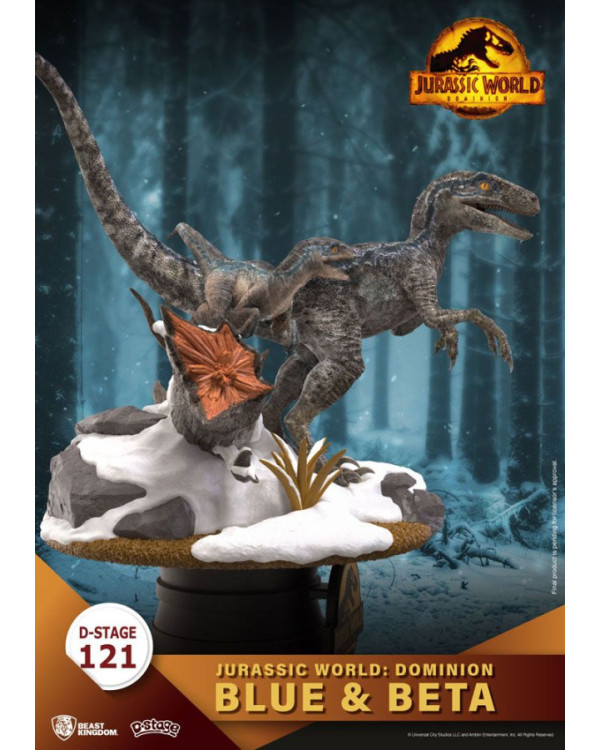 Figura Diorama Blue&Beta de Jurassic World Dominion con plataforma >14 años.ENVÍO GRATUITO!!