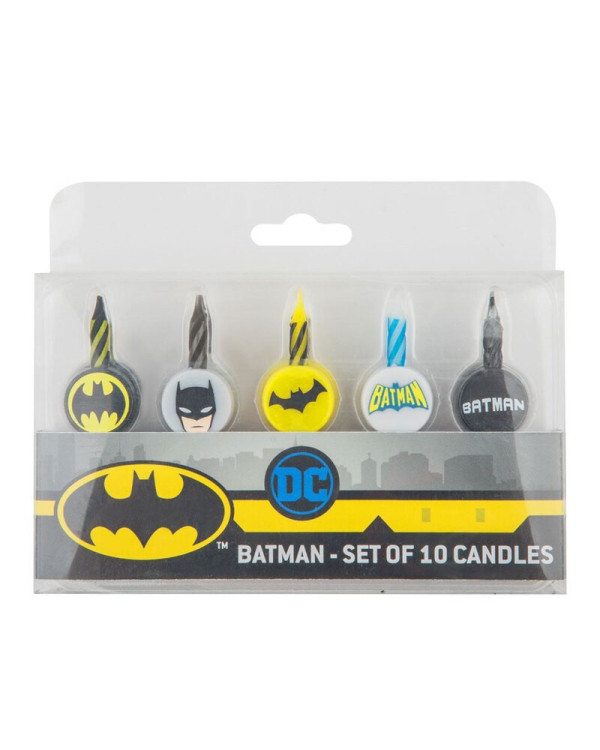 Pack de 10 velas de cumpleaños de Batman.De DC >3 años