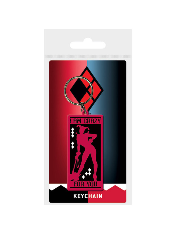 Llavero Harley Quinn con bate y frase Estoy loca por tí.De DC