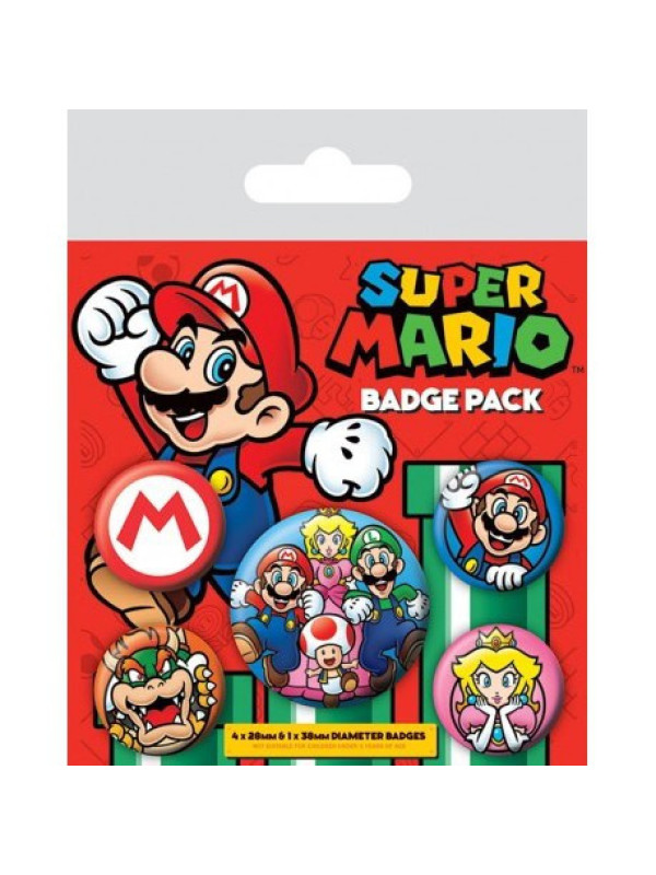 Pack de 5 chapas de Super Mario de Nintendo
