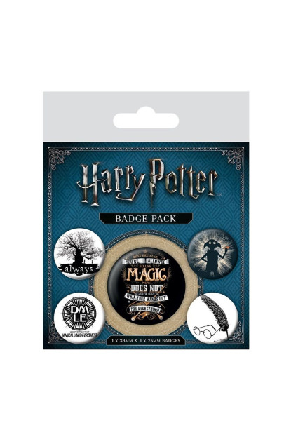 Pack de 5 chapas insignias de Harry Potter