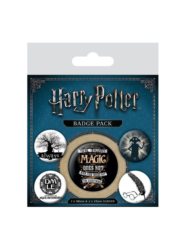 Pack de 5 chapas insignias de Harry Potter
