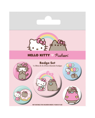 Pack de 5 chapas Pusheen de Hello Kitty