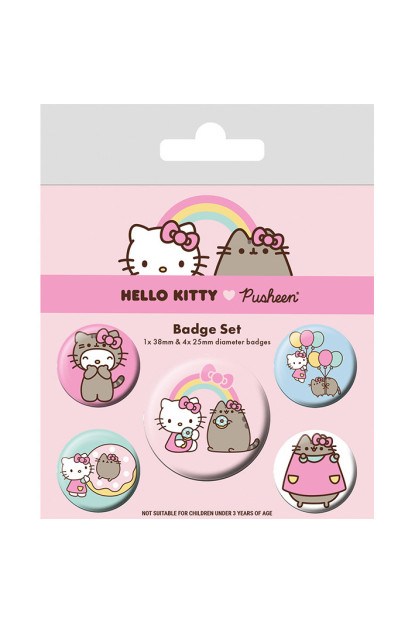 Pack de 5 chapas Pusheen de Hello Kitty