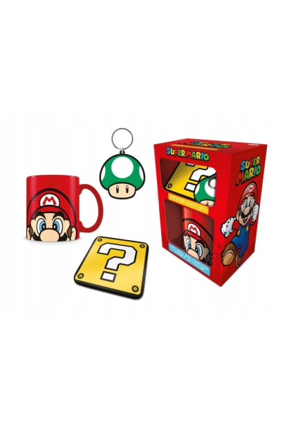Pack Super Mario taza+posavaso+llavero