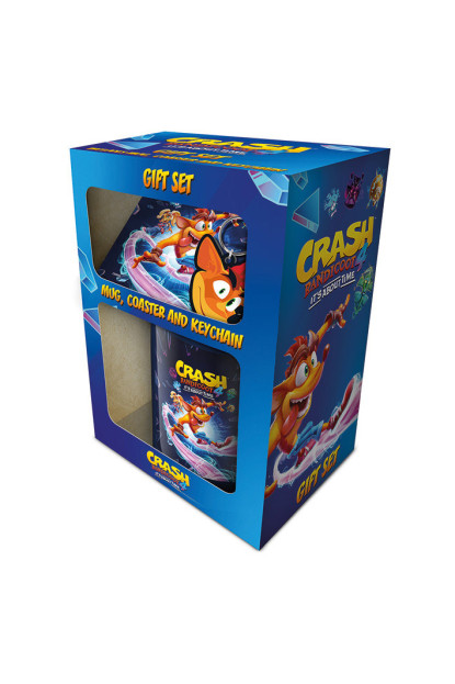Pack taza cerámica, posavaso y llavero Crash Bandicoot 