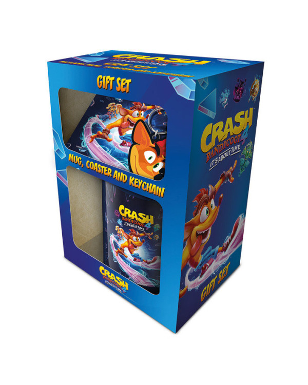 Caja regalo con taza, posavasos y llavero de Crash Bandicoot.ENVÍO GRATUITO!!