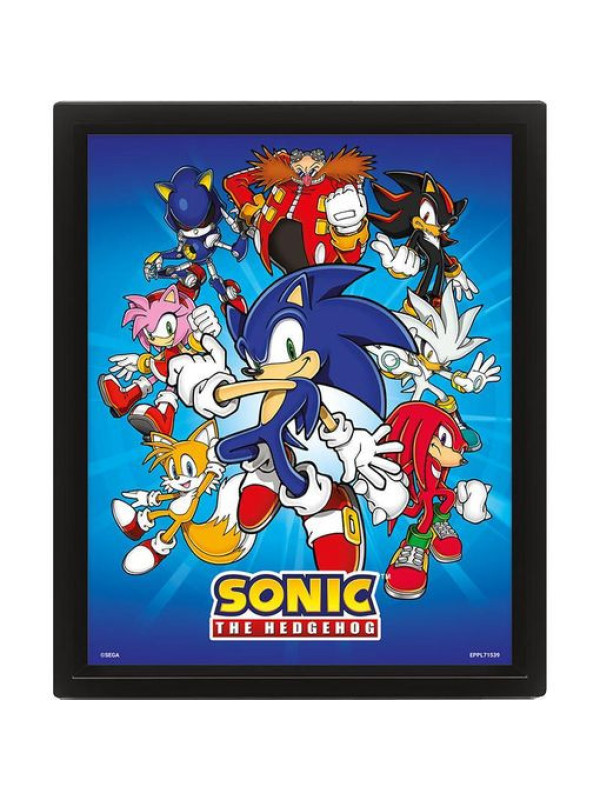 Póster 3D SONIC The Hedgehog de SEGA + marco de pared con ENVÍO GRATIS!!