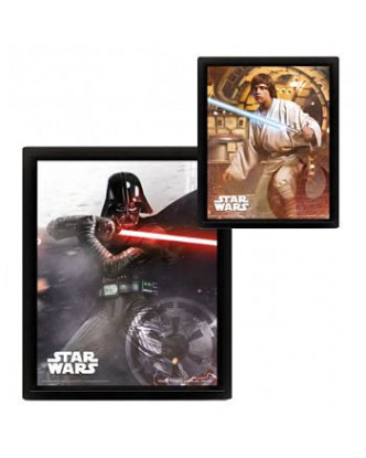 Póster 3D lenticular con efecto doble imagen Darth Vader VS Luke Skywalker+ cuadro de pared.ENVÍO GRATUITO!!