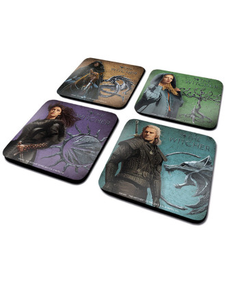 Pack 4 posavasos colección THE WITCHER Legendary Serie Netflix.ENVÍO GRATUITO!!