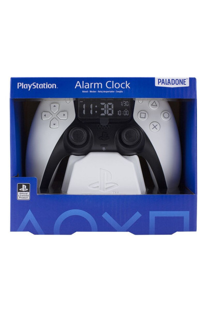 Reloj despertador con forma de mando DualSense PS5 con pantalla LCD.