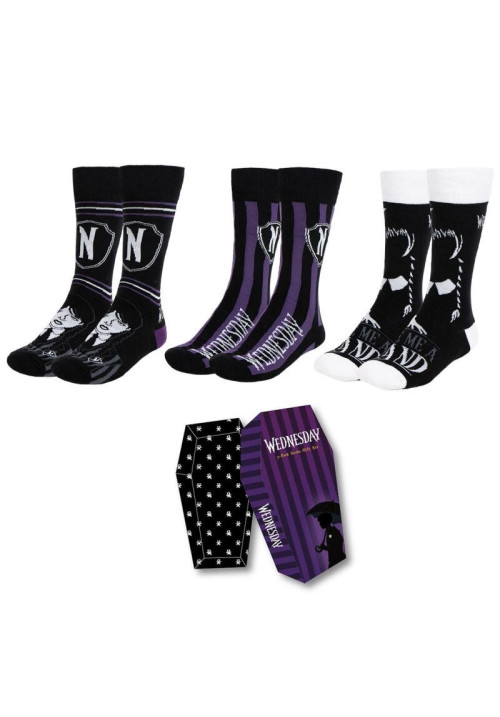 Pack 3 calcetines Wednesday 36-43 con caja regalo