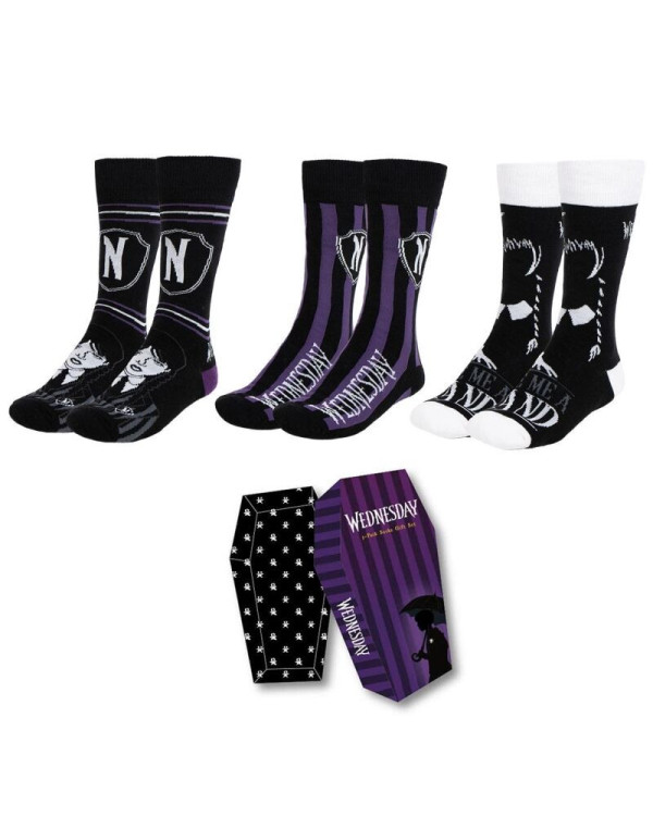 Pack 3 calcetines Wednesday 36-43 con caja regalo