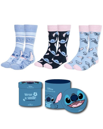 Caja regalo Stitch con 3 pares de calcetines talla 36-43