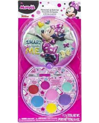 CONJUNTO DE BÁLSAMOS DE LABIOS COLECCIÓN MINNIE MOUSE CON SABOR A CHICLE +ESPEJO.Producto Licencia Oficial DISNEY