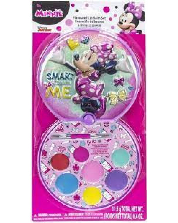 CONJUNTO DE BÁLSAMOS DE LABIOS COLECCIÓN MINNIE MOUSE CON SABOR A CHICLE +ESPEJO.Producto Licencia Oficial DISNEY