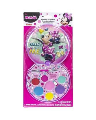 CONJUNTO DE BÁLSAMOS DE LABIOS COLECCIÓN MINNIE MOUSE CON SABOR A CHICLE +ESPEJO.Producto Licencia Oficial DISNEY