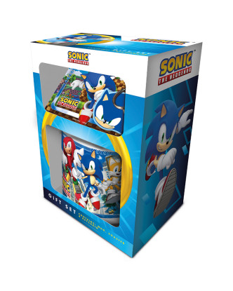 Caja regalo con taza, posavasos y llavero Sonic The Hedgehog de SEGA.ENVÍO GRATUITO!!