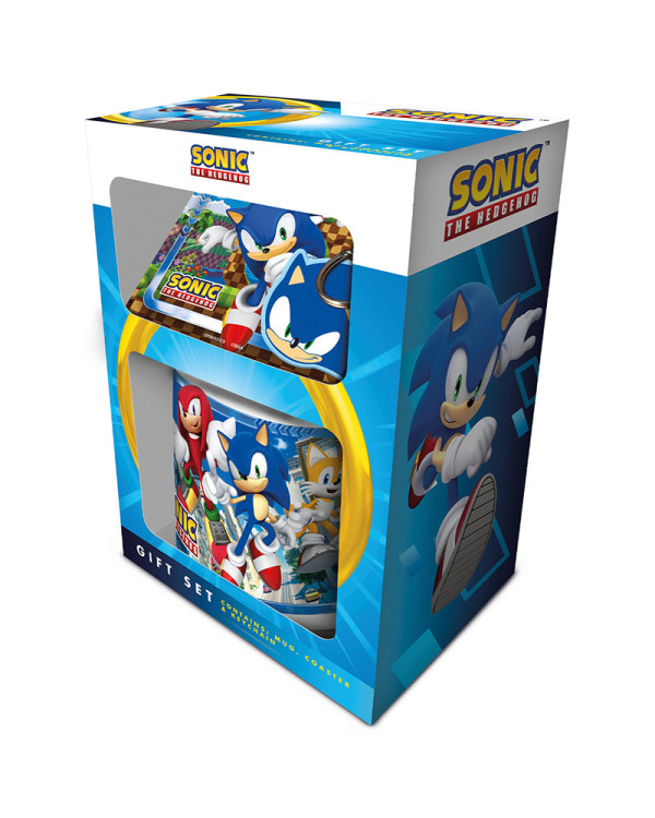 Caja regalo con taza, posavasos y llavero Sonic The Hedgehog de SEGA.ENVÍO GRATUITO!!