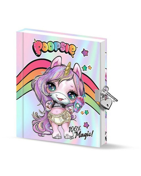 Diario Poopsie Mundo Mágico Unicornio con candado y llave