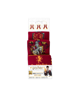 Pack 3 pares de calcetines Gryffindor Harry Potter talla 35-45