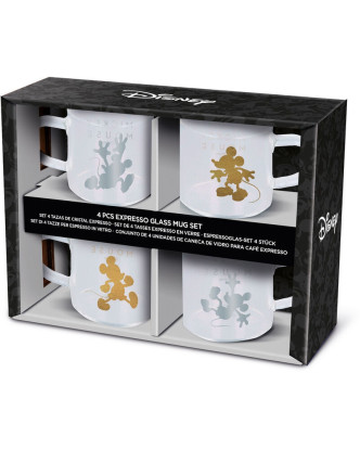 Set juego de t4 azitas de cristal con asa para café Mickey Mouse de Disney.ENVÍO GRATUITO!!