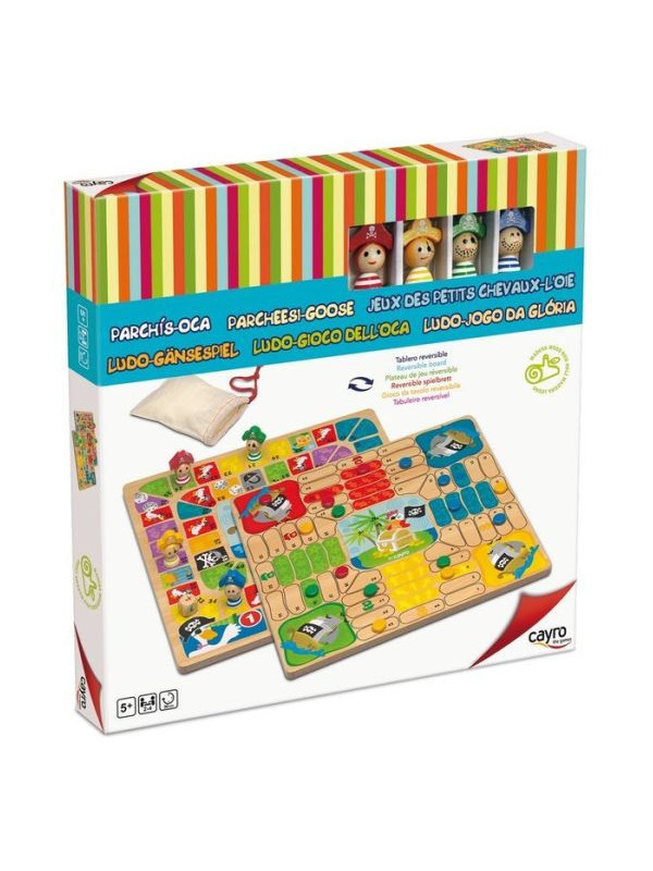Parchis-Oca en madera con figuras de Piratas y ENVÍO GRATIS!!