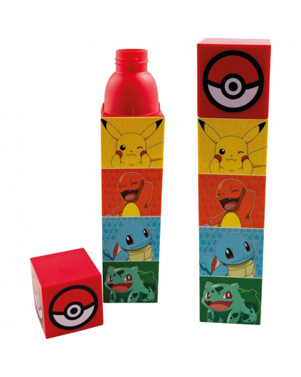 Botella Pokémon cubos con vaso Pokeball 650ml