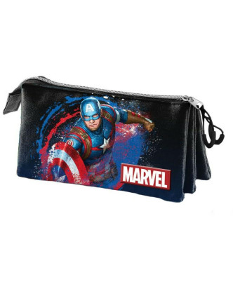 Estuche porta todo triple del CAPITÁN AMÉRICA de MARVEL.Licencia Oficial de MARVEL