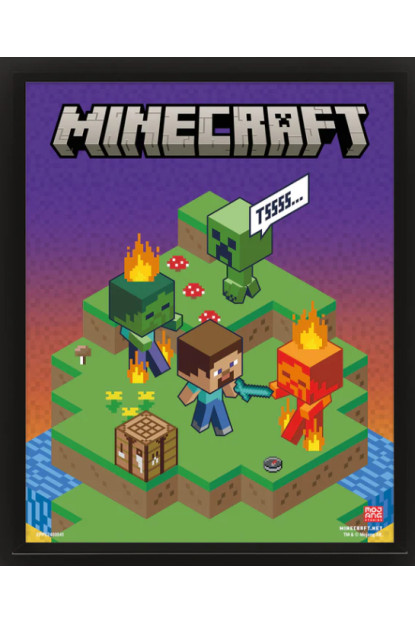 Póster 3D Minecraft + cuadro de pared con ENVÍO GRATIS!!