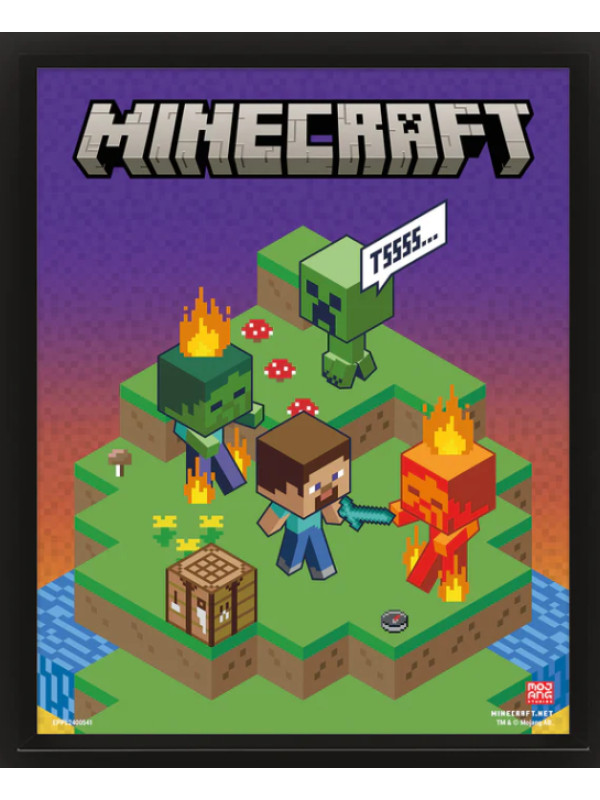 Póster 3D Minecraft + cuadro de pared con ENVÍO GRATIS!!