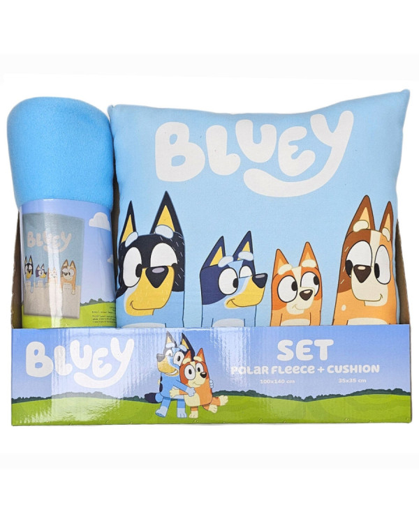 Bluey Set de manta polar 100x140cm + Cojín 35x35cm