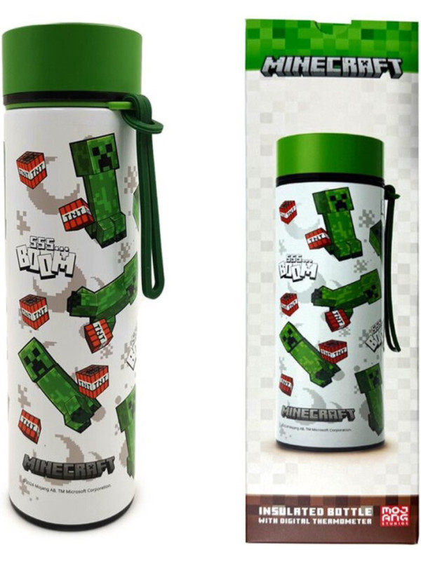 Botella Creeper MINECRAFT termo con marcador de temperatura Botella Creeper MINECRAFT termo con marcador de temperatura