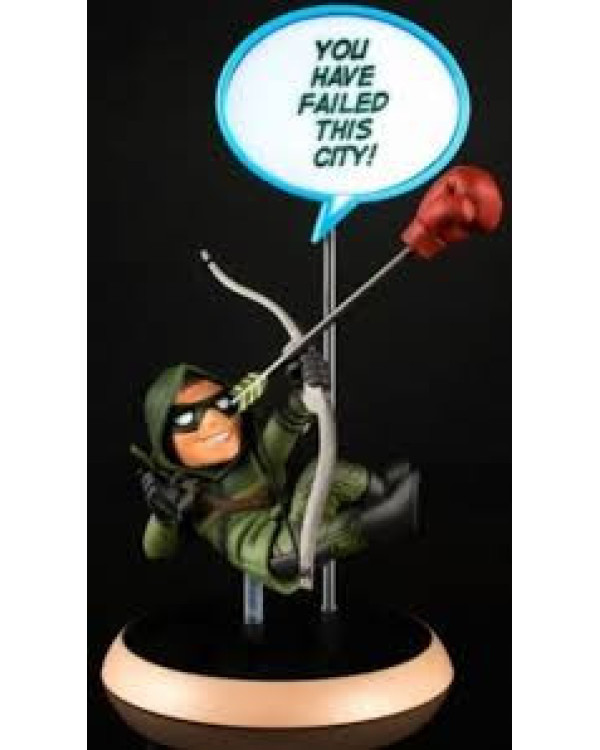 Mini figura Green Arrow con plataforma y bocadillo tipo cómic de DC.ENVÍO GRATUITO!!