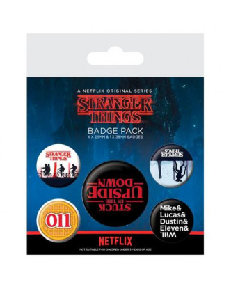 Pack 5 chapas Stranger Things Upside Down Serie Netflix