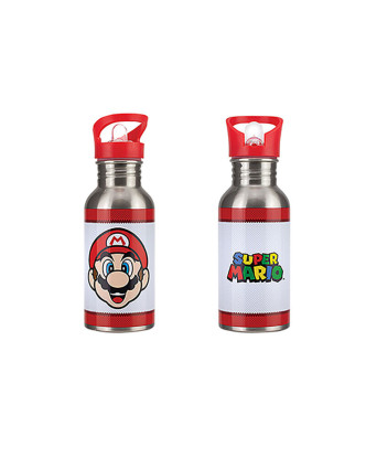 Botella de acero inoxidable Super Mario con pajita y asa 500ml de Nintendo.ENVÍO GRATUITO!!